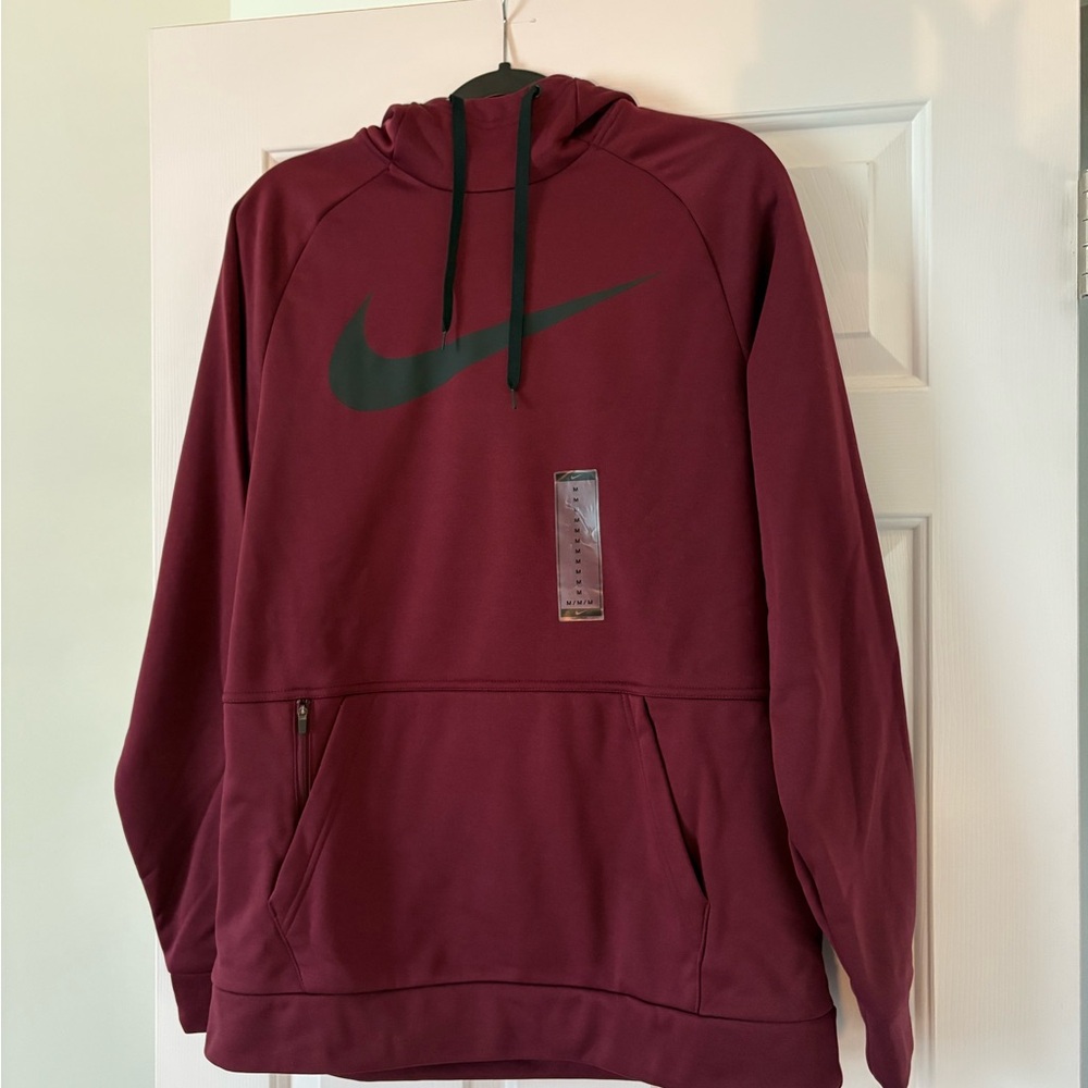 Nike Men's Burgundy Hoodie with Black Logo
